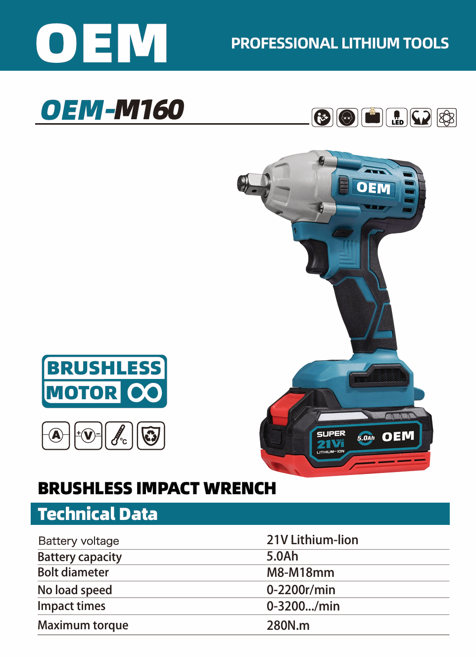 llave de impacto electrica​ OEM-M160 